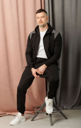 Костюм мужской спортивный Relay М-1855, черный/серый купить за  в магазине «Аматис»