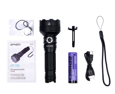 Фонарь EPILSO EPF-235 4x Luminus SST40 10W, 3.7V 4.0Ah, 5В (USB) аккум. 21700 купить за 6990 ₽ в магазине «Аматис»