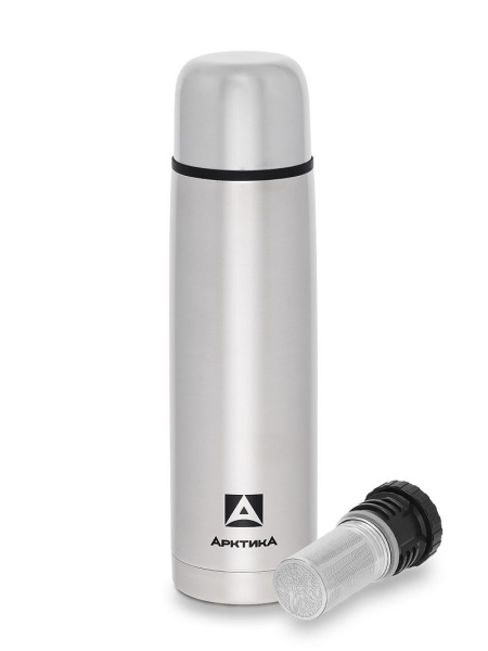 Термос Арктика 101-1000С с узким горлом и ситечком 1000мл, серебряный купить за 2020 ₽ в магазине «Аматис»