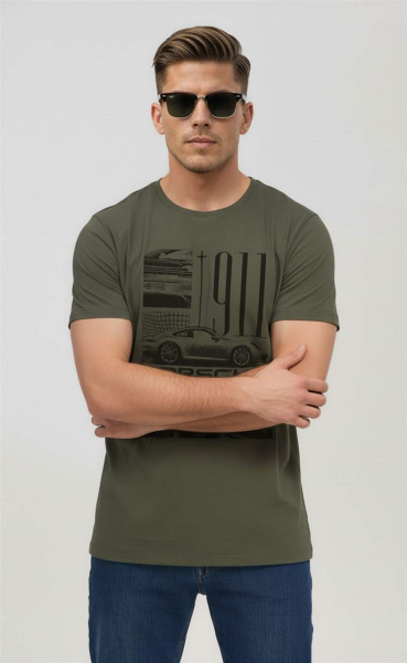Футболка мужская с принтом F611-06-925, хаки купить за 850 ₽ в магазине «Аматис»