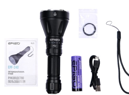 Фонарь EPILSO EPF-240 Luminus SFT40, 3.7V 4.0Ah, 5В (USB) аккум. 21700 купить за 8890 ₽ в магазине «Аматис»
