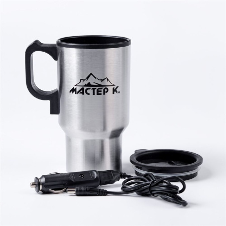 Термокружка "Мастер К" 450 мл 12 х 17 см, автомобильная от прикуривателя, хром купить за 600 ₽ в магазине «Аматис»